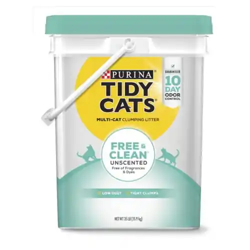 Tidy Cats Free & Clean 7023016858 Cat Litter, 35 lb Pail