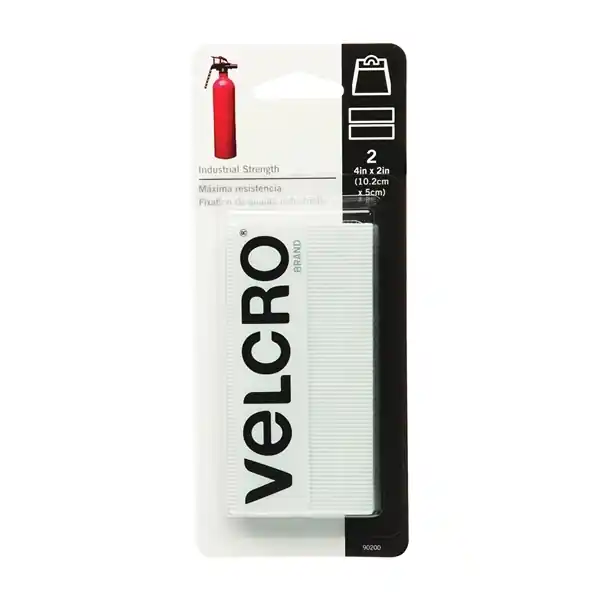 VELCRO Brand 90200 Fastener, 2 in W, 4 in L, Nylon, White, Rubber Adhesive