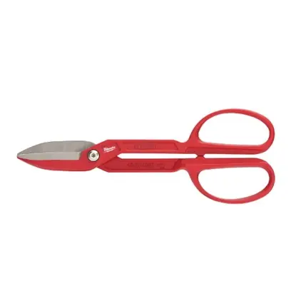 Milwaukee 48-22-4002 Classic Tinner Snips, 12 in OAL, 3 in L Cut, Left, Right, Straight Cut, Steel Blade, Red Handle