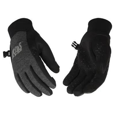 Kinco Kids‘ Lightweight Fleece Gloves - Black/Dark Heather Gray - Youth Medium