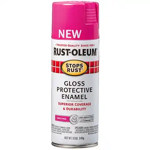 Stops Rust 347026 Protective Enamel Spray Paint, Gloss, Poppy Pink, 12 oz, Aerosol Can