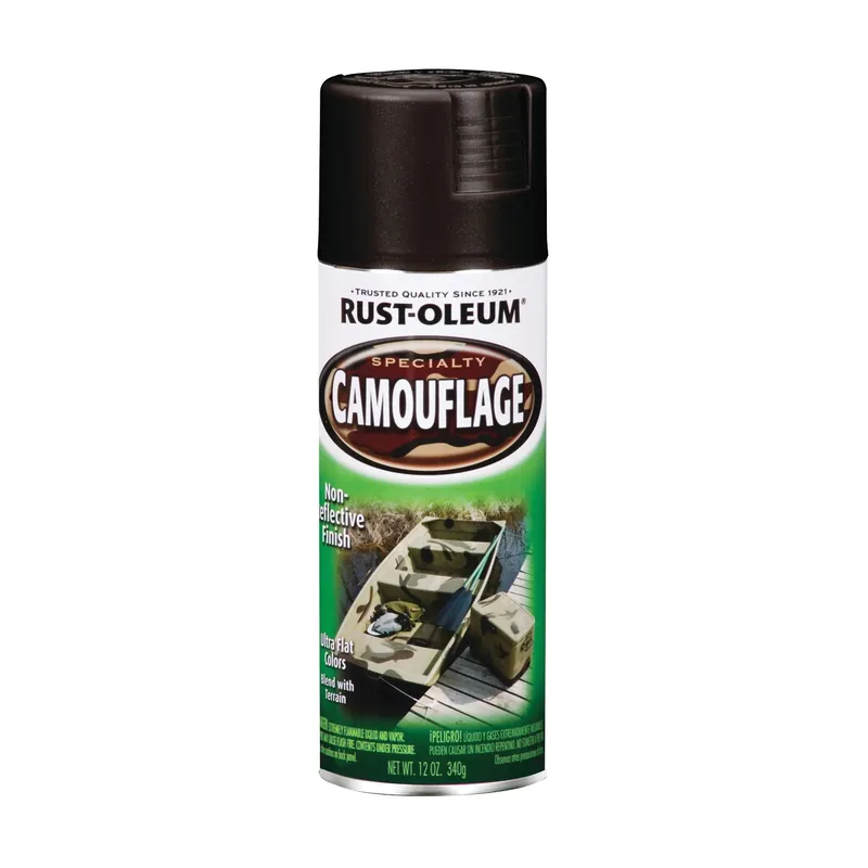 RUST-OLEUM 1916830 Camouflage Spray Paint, Ultra Flat, Black, 12 oz, Aerosol Can