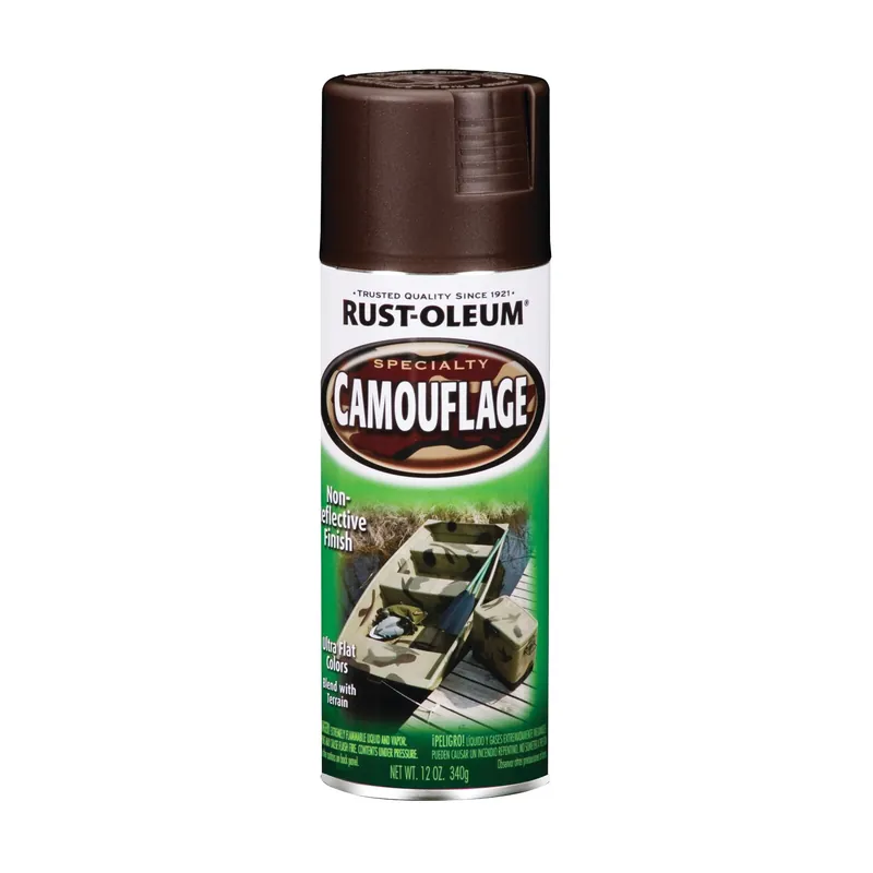 RUST-OLEUM 1918830 Camouflage Spray Paint, Ultra Flat, Earth Brown, 12 oz, Aerosol Can