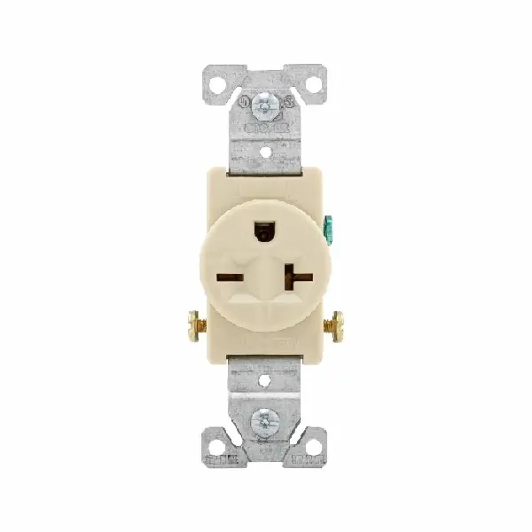 Eaton Wiring Devices 1876V-BOX Single Receptacle, 2-Pole, 250 V, 20 A, Side Wiring, NEMA 6-20R, Ivory