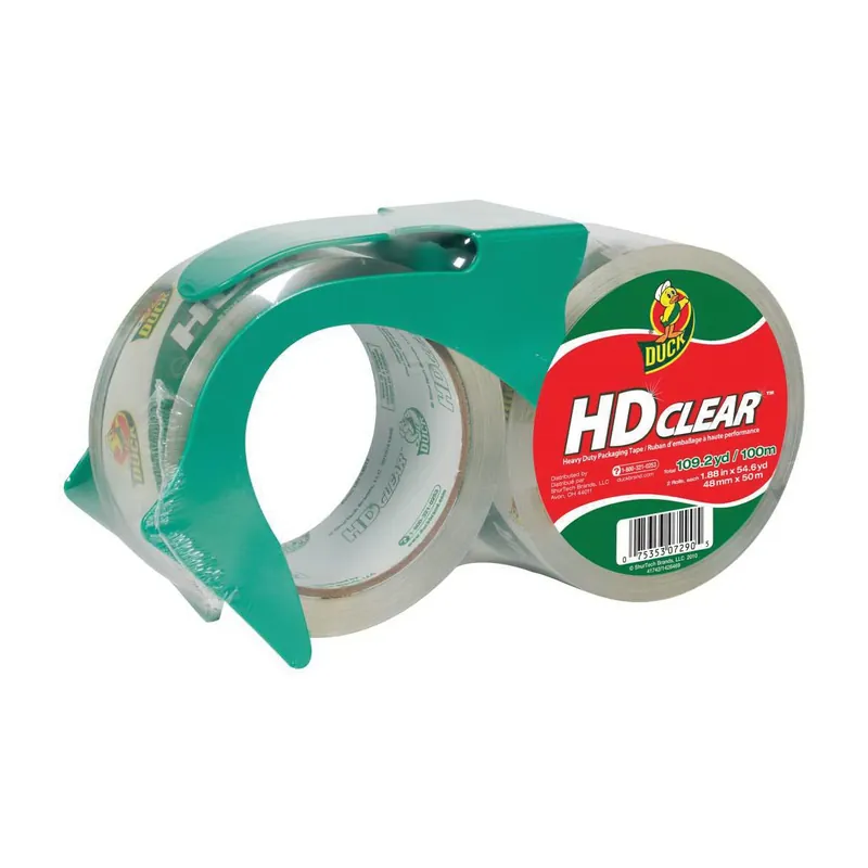 Duck HD Clear 281011 Packaging Tape, 54.6 yd L, 1.88 in W, Clear