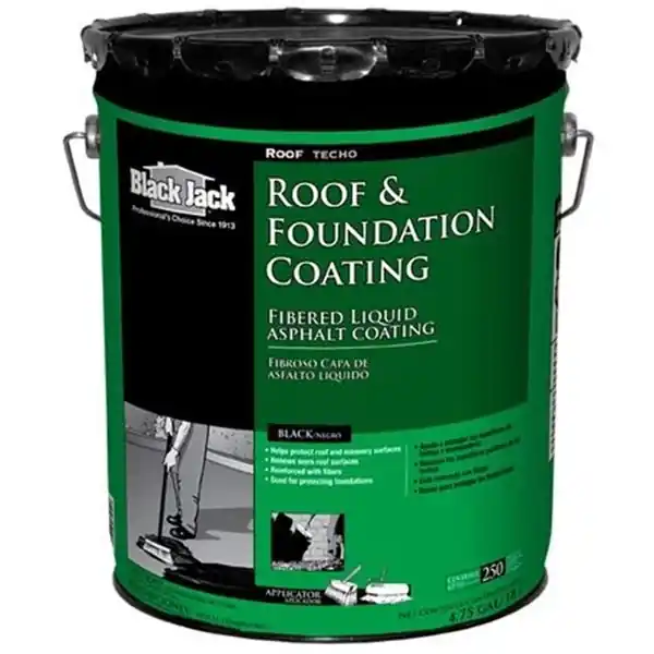 Black Jack 6125-9-30 Fibered Roof Coating, Black, 4.75 gal, Liquid