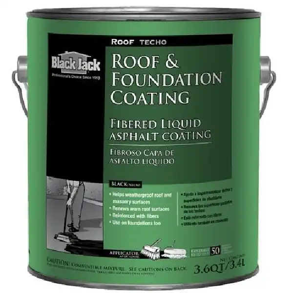 Black Jack 6125-9-34 Fibered Roof Coating, Black, 3.6 qt Container, Liquid
