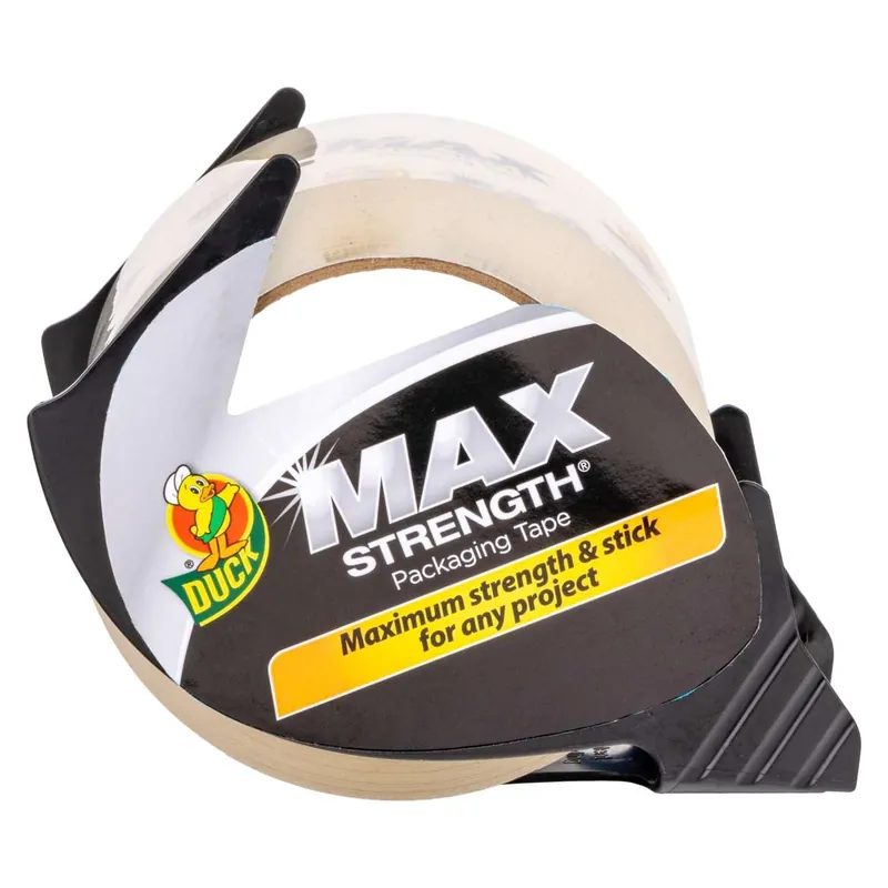 Duck MAX Strength Packing Tape With Dispenser - Clear, 1.88 in. x 38.2 yd.