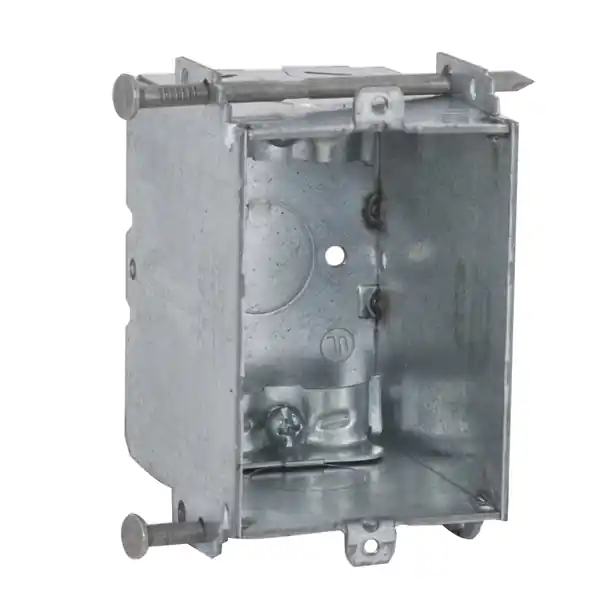 RACO 8355 Switch Box, 1-Gang, 1-Outlet, 1-Knockout, 1/2 in Knockout, Steel, Gray, Galvanized