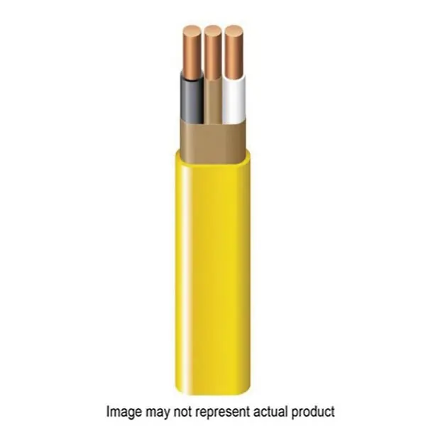 Romex 10/3NM-WGX50 Building Wire, 10 AWG Wire, 3-Conductor, 50 ft L, Copper Conductor, PVC Insulation, Nylon Sheath