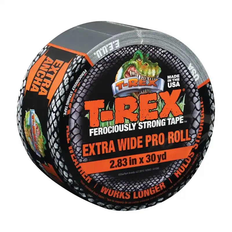 T-Rex 241358 Duct Tape, 30 yd L, 2.83 in W, Polyethylene-Coated Cloth Backing, Gunmetal Gray