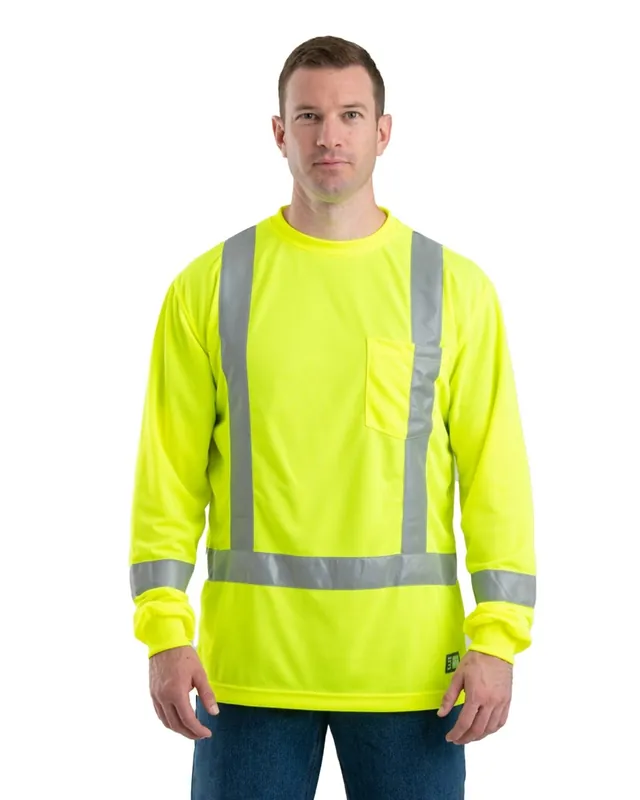 Berne HVK013-YW Men‘s Hi Vis Class 3 Long Sleeve Tee Yellow