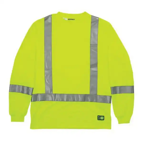 Berne HVK013-YW Class 3 Pocket Tall T-Shirt, Polyester, High-Visibility Yellow, Long Sleeve