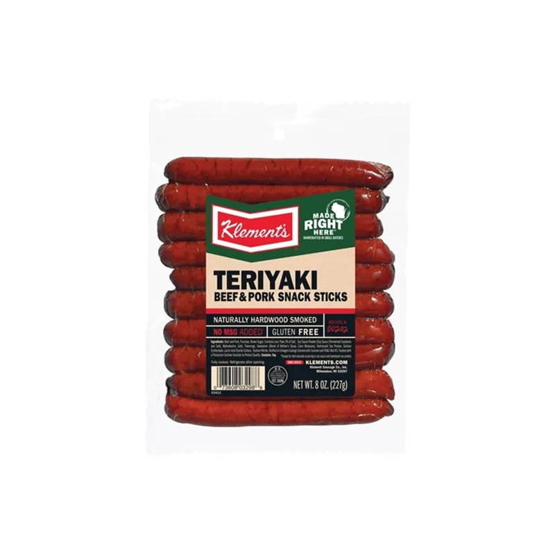 Klement‘s 3412 Teriyaki Snacks, Stick, Beef, Pork Flavor, 8 oz