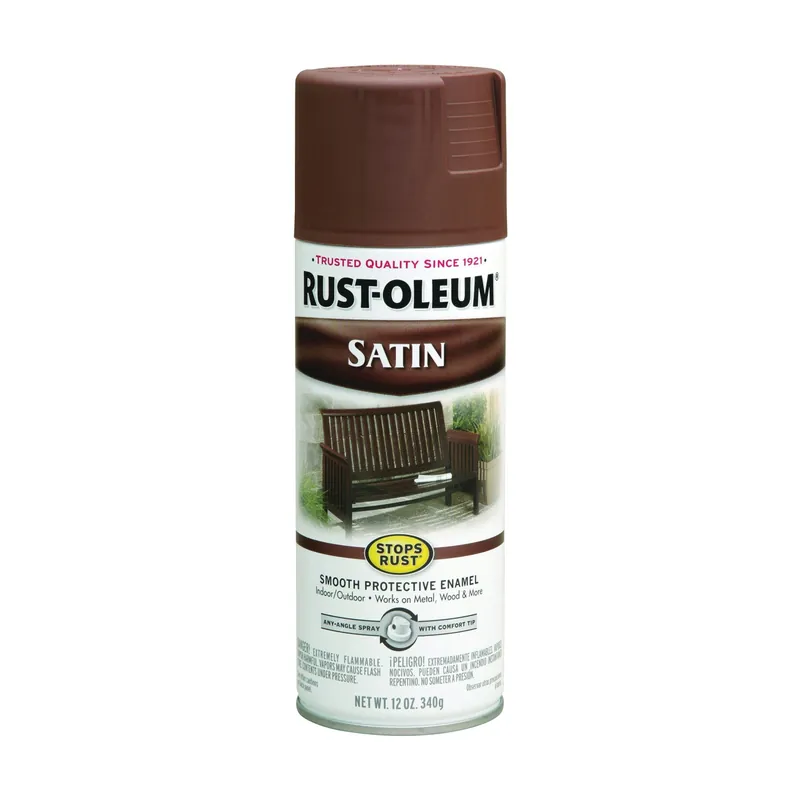 RUST-OLEUM STOPS RUST 7774830 Enamel Paint, Low Satin, Chestnut, 12 oz, Aerosol Can
