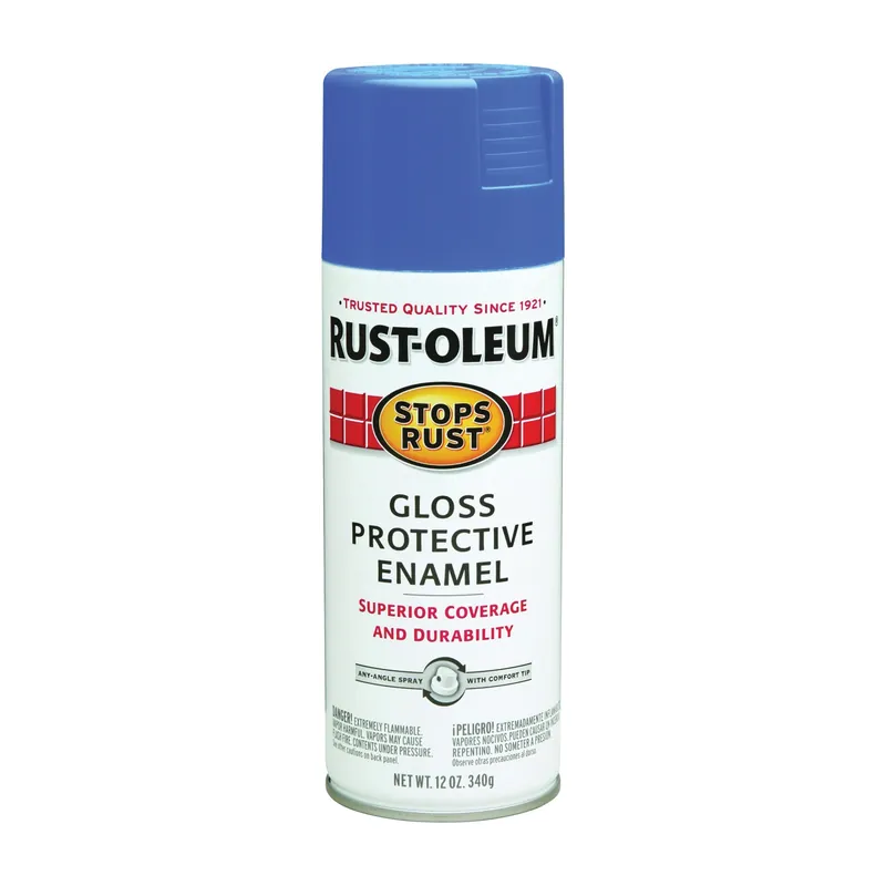 RUST-OLEUM STOPS RUST 7724830 Protective Enamel Spray Paint, Gloss, Sail Blue, 12 oz, Aerosol Can
