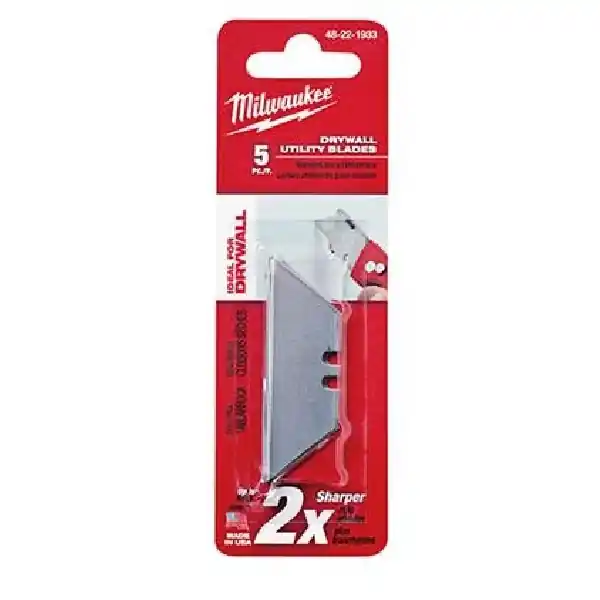 Milwaukee 48-22-1933 Utility Knife Blade, 2-3/8 in L, Carbide Metal, Straight Edge, 2-Point