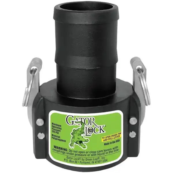 GREEN LEAF C Series GLP300C Cam Lever Coupling, 3 in, Female x Hose Shank, Polypropylene, Black