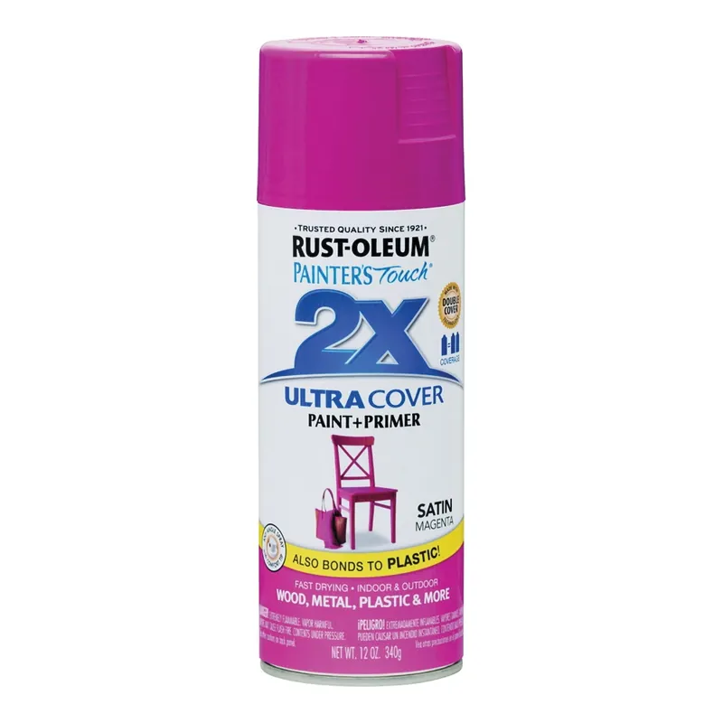 RUST-OLEUM PAINTER‘S Touch 283188 Satin Spray Paint, Satin, Magenta, 12 oz, Aerosol Can