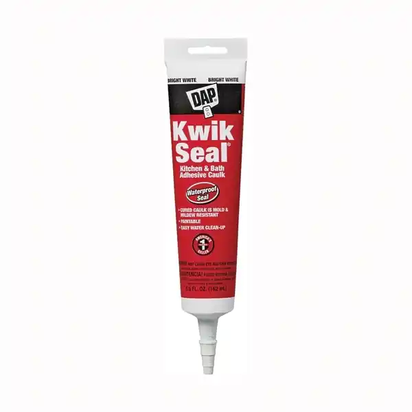 DAP KWIK SEAL 18001 Adhesive Caulk, White, -20 to 150 deg F, 5.5 oz Tube