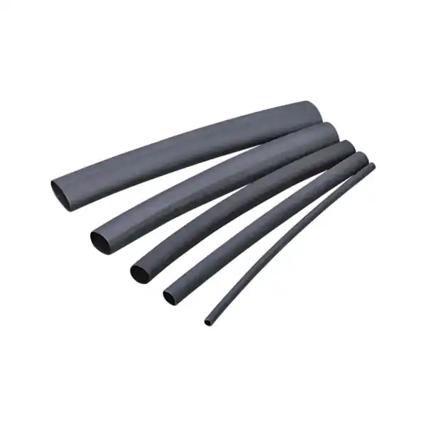 GB HST-125 Tubing, 1/8 to 1/16 in Dia, 4 in L, Polyolefin, Black
