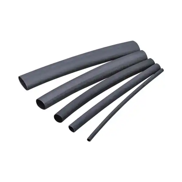 GB HST-250 Tubing, 1/4 to 1/8 in Dia, 4 in L, Polyolefin, Black