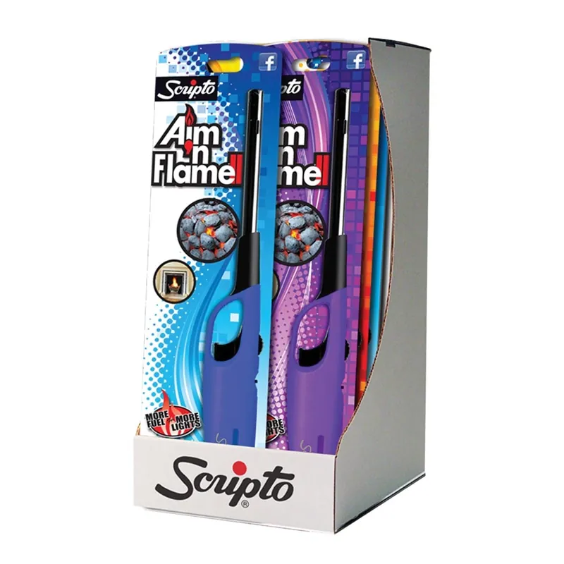 Scripto Aim ‘n Flame Max Nonrefillable Straight Stem Butane Lighter (Assorted)