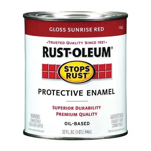 RUST-OLEUM STOPS RUST 7762502 Protective Enamel, Gloss, Sunrise Red, 1 qt Can