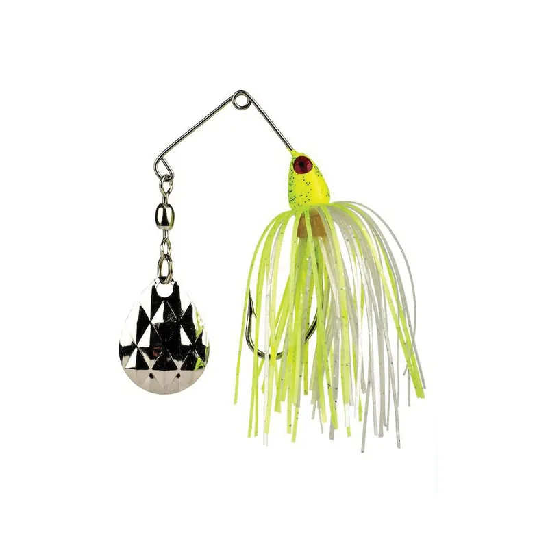 Strike King MK-104G Mini-King Spinner Bait, Wire Bait, Diamond Dust/Silicone, Chartreuse/White Bait