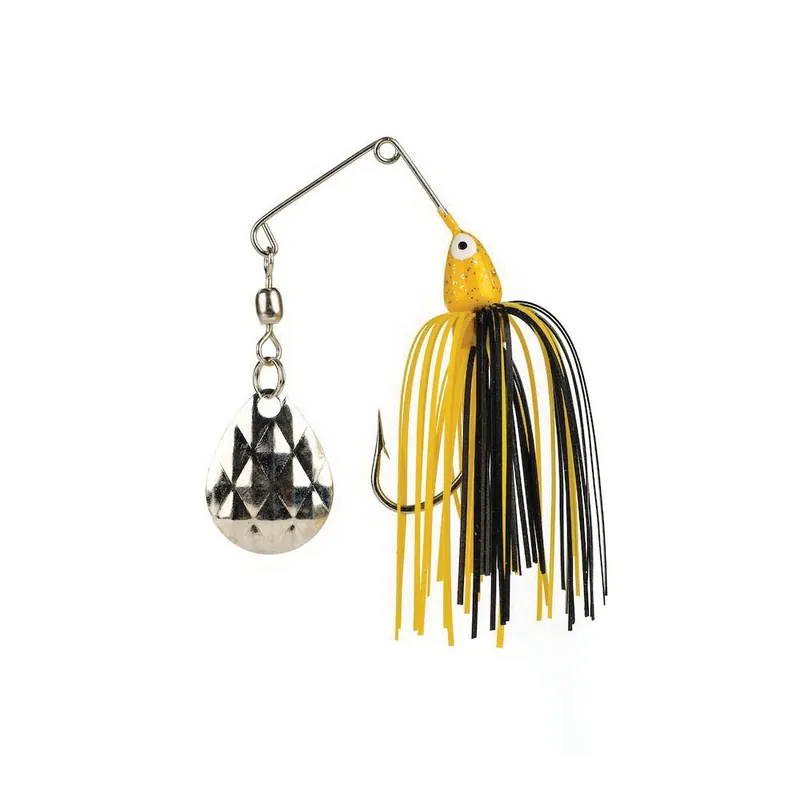 Strike King MK-77G Mini-King Spinner Bait, Wire Bait, Diamond Dust/Silicone, Black/Yellow Bait