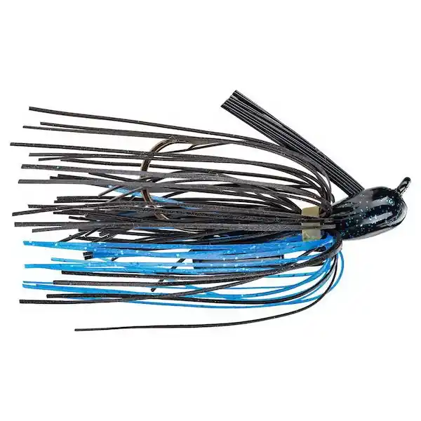 Strike King Pro-Model PMJ38-2 Jig, Fiber/Mirage Silicone, Black/Blue Bait