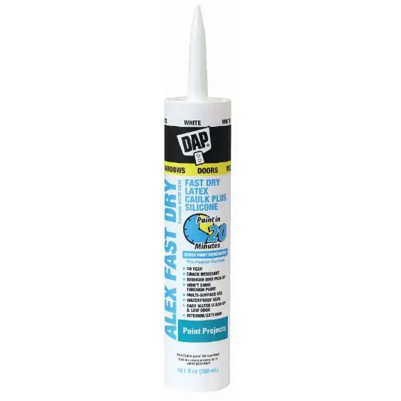 DAP 18425 Acrylic Latex Caulk, White, 24 hr Curing, 10.1 fl-oz Cartridge