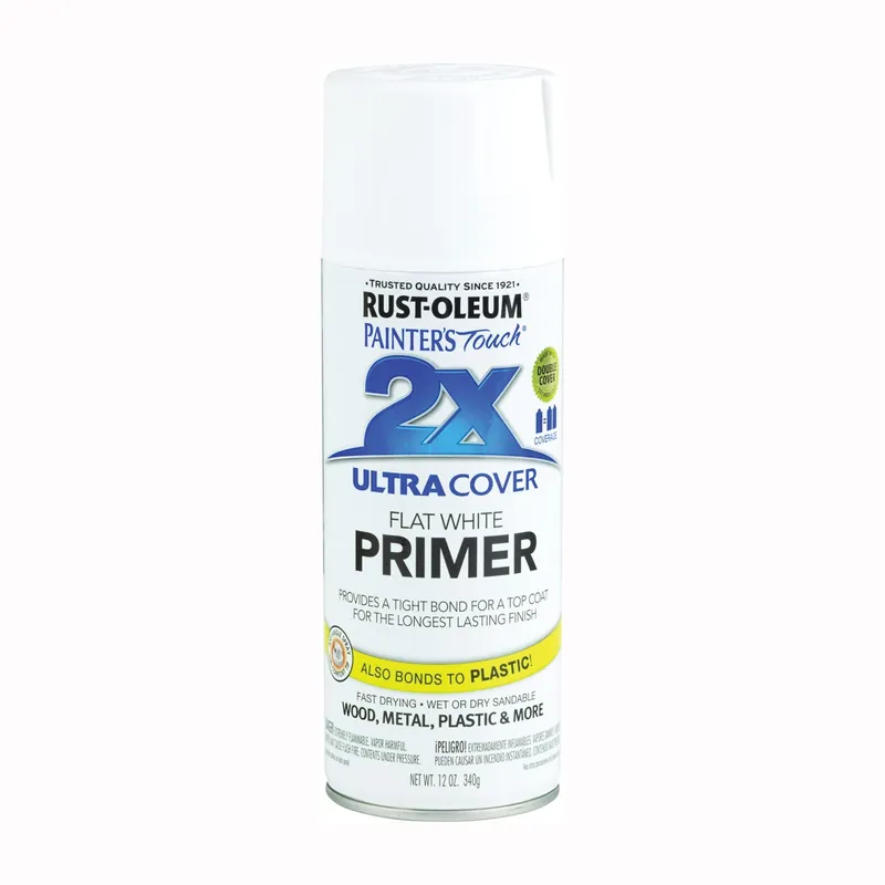RUST-OLEUM PAINTER‘S Touch 249058 Spray Primer, Flat, White, 12 oz, Aerosol Can