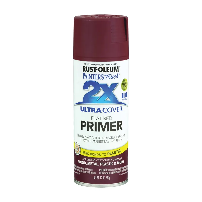 RUST-OLEUM PAINTER‘S Touch 249086 Spray Primer, Flat, Red, 12 oz, Aerosol Can
