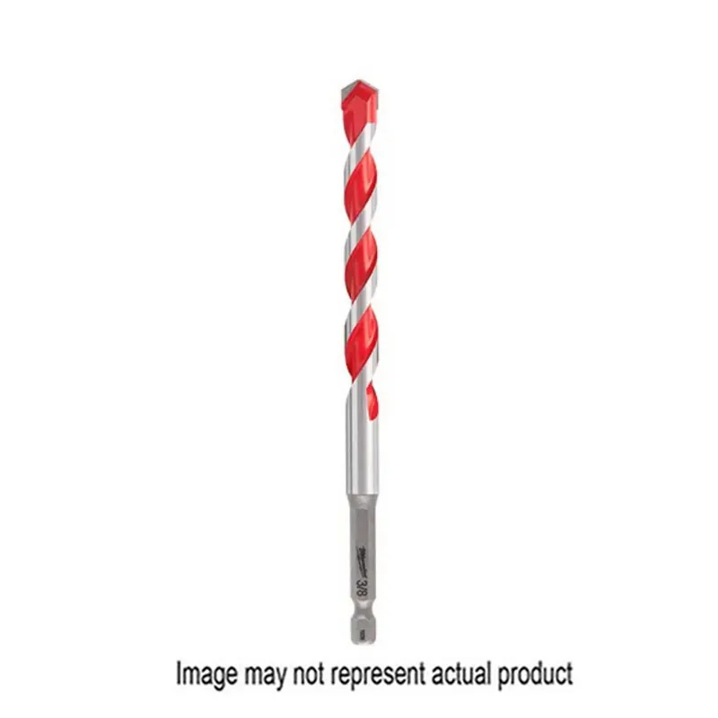 Milwaukee 48-20-9012 Drill Bit, 1/4 in Dia, 12 in OAL, Wide Flute, 1/4 in Dia Shank, 3-Flat Shank
