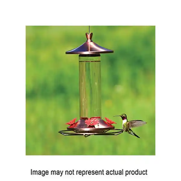 Perky-Pet 710B Bird Feeder, 12 oz, 4-Port/Perch, Glass, Copper, 15-1/2 in H, Hanging Mounting