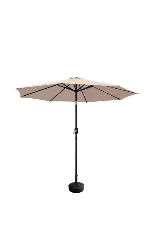 Livingscape 9‘ Round Aluminum Market Patio Umbrella - Taupe