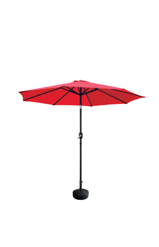 Livingscape 9‘ Round Aluminum Market Patio Umbrella - Red
