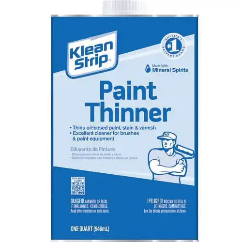 Klean Strip QKPT94003 Paint Thinner, Liquid, Free, Clear, Water White, 1 qt, Can
