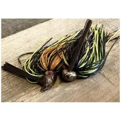StarJigs Camo Craw Jig SW-CAMO-CRAW Fishing Lure, Amber/Black/Chartreuse/Purple Lure