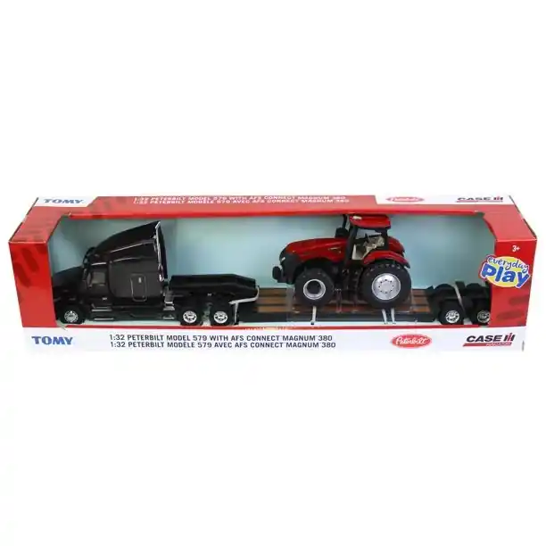 Ertl Peterbilt 579 Tractor with Lowboy Trailer & Case IH Magnum 380 Scale 1 32