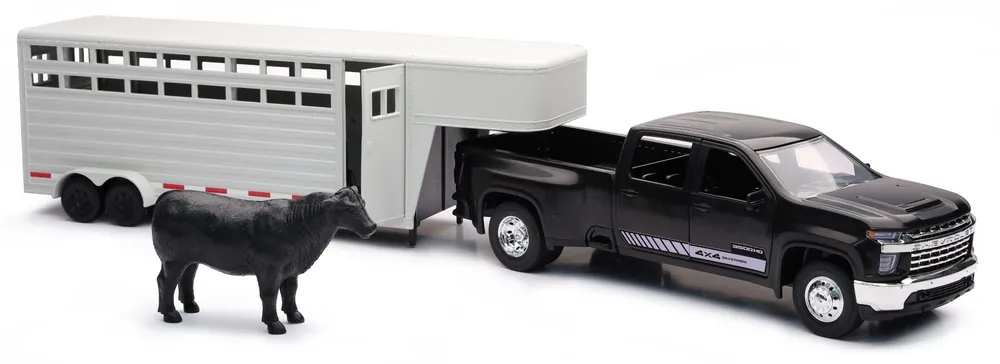 New Ray Chevy 3500HD Dually Cow Trailer Set 1 20 Scale