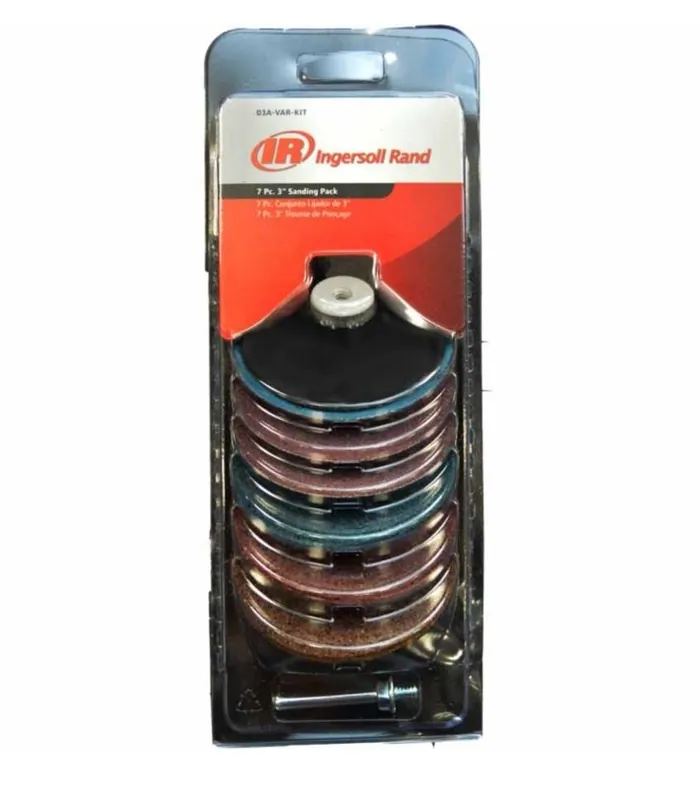 Ingersoll Rand 7 Piece 3 in. Surface Prep Grinder Disc Kit, Sanding Discs, Backer Pads, 03A-VAR-KIT