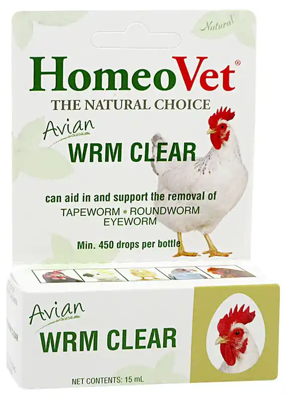 HomeoPet Avian Wrm Clear, Worm Removal for Chickens and Pet Birds - 15mL