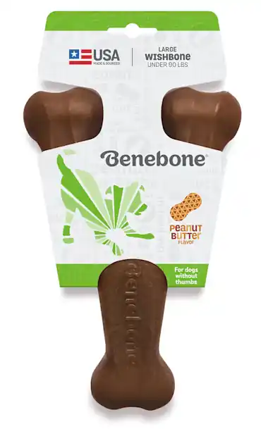 Benebone Peanut Butter Flavored Wishbone Dog Chew Toy - Large