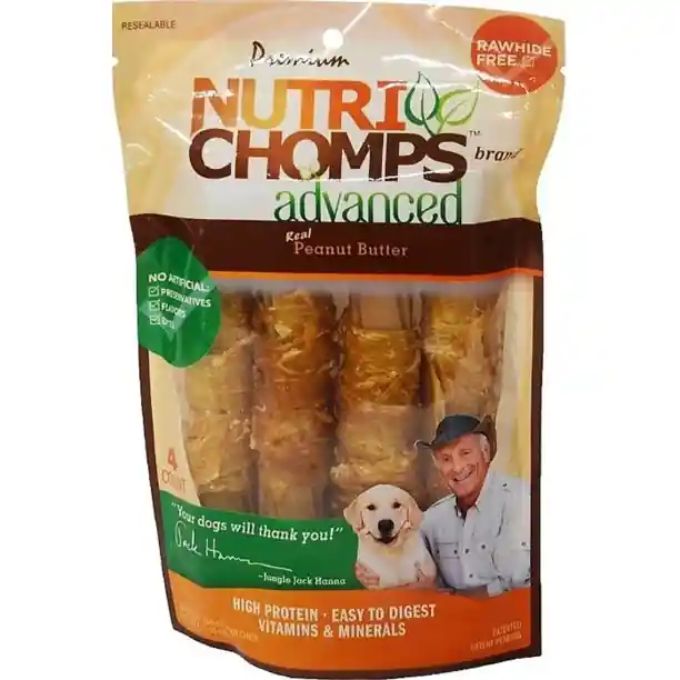 NutriChomps 5" Real Chicken Wrapped Advanced Peanut Butter Twists - 4 Count