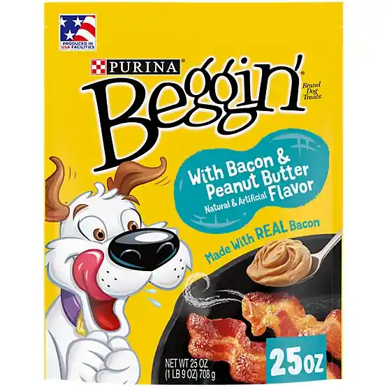 Purina Beggin‘ Bacon and Peanut Butter Flavor Dog Treats - 25oz