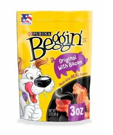 Purina Beggin‘ Strips Chewy Dog Training Treats Original with Pork and Bacon Dog Treats - 3oz