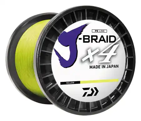 Daiwa J-Braid X4 Braided Line 150 Yards Fluorescent Yellow