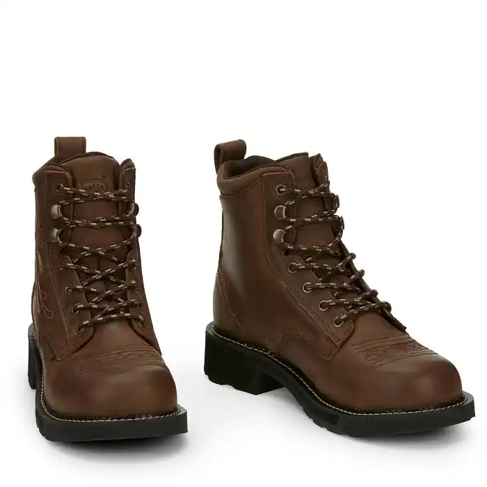 Justin Katerina 6" Steel Toe Women‘s Waterproof Work Boot - Aged Bark